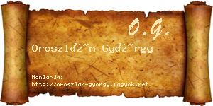 Oroszlán György névjegykártya